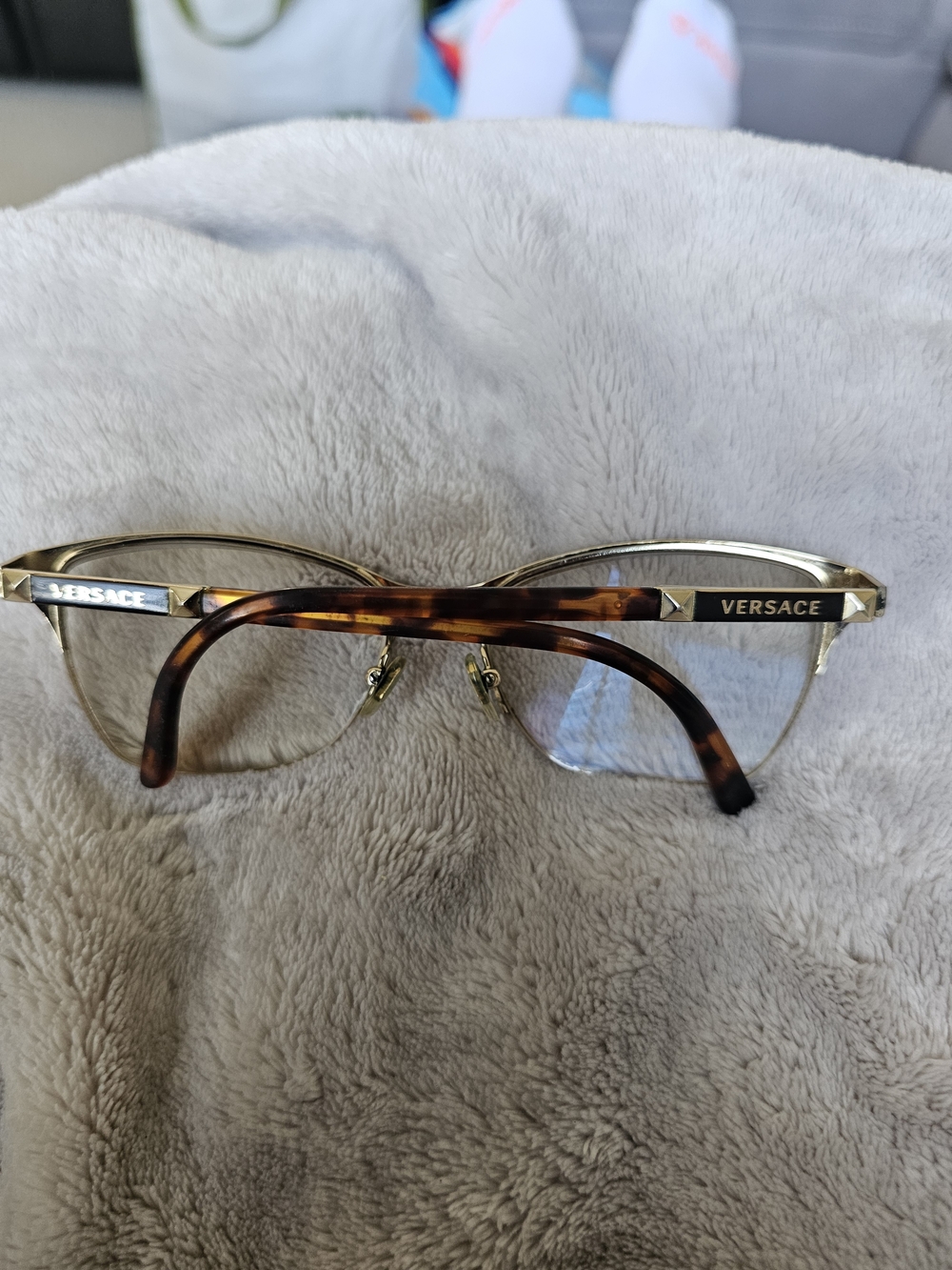 Versace VE1218 semi-rimless cat-eye eyeglasses